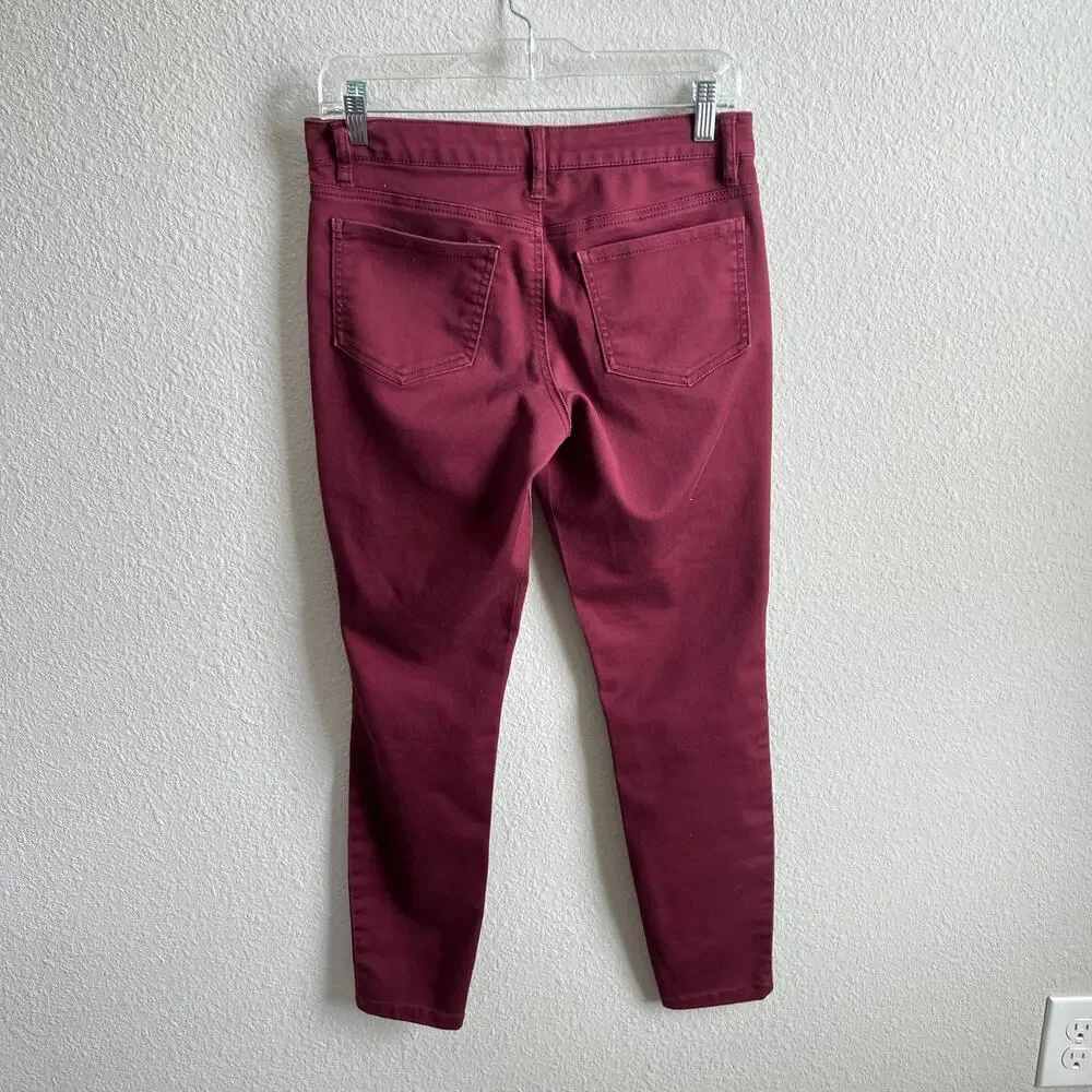Design Lab Red Mid Rise Skinny Jeans Women's 29 Stretch Biker Baddie